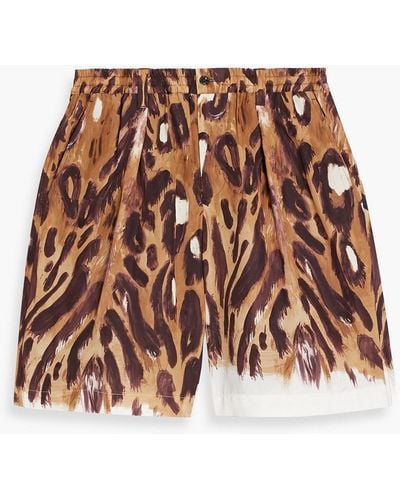 Marni Leopard-print Woven Shorts - Brown