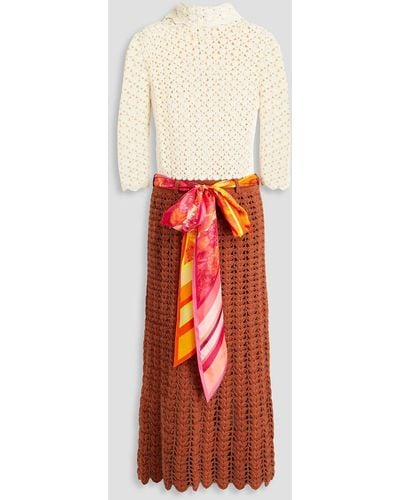Zimmermann Two-tone Crocheted Cotton Midi Dress - Red