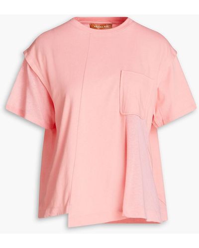 Rejina Pyo Panelled Cotton-jersey T-shirt - Pink