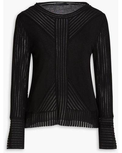 Alberta Ferretti Ribbed Stretch-knit Sweater - Black
