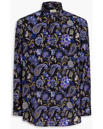 Etro Hemd aus crêpe de chine aus seide mit paisley-print - Blau