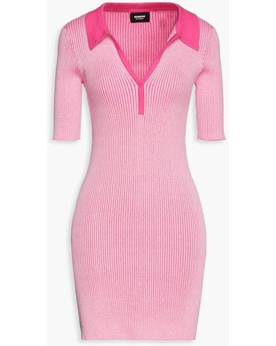 Monrow Ribbed Organic Cotton-blend Mini Dress - Pink