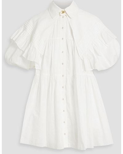 Aje. Pablo Tiered Cotton-mousseline Mini Shirt Dress - White