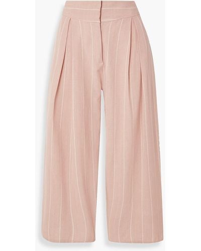 SINDISO KHUMALO The Vanguard Dolly Cropped Striped Cotton Wide-leg Pants - Pink