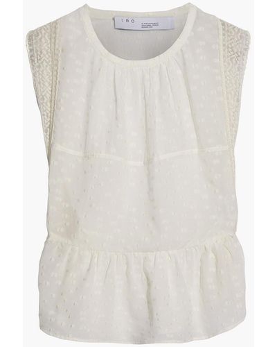 IRO Lean Embroidered Tulle-paneled Fil Coupé Silk-blend Georgette Top - White