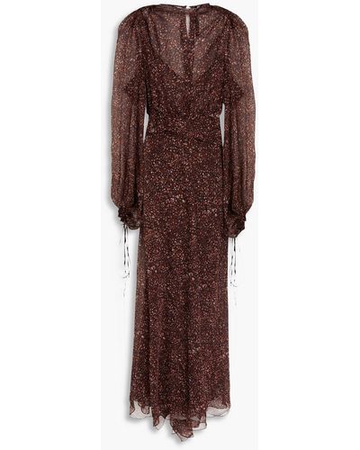 Petar Petrov Printed Silk-chiffon Maxi Dress - Brown