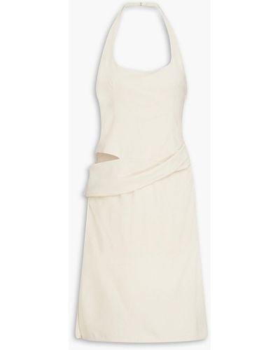 Jacquemus Hielo Cutout Draped Wool-blend Halterneck Dress - White