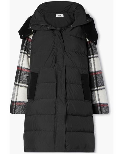 Jason Wu Shell-paneled Checked Wool And Cashmere-blend Down Hooded Coat - Black