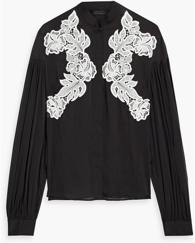 Zuhair Murad Lace-trimmed Cotton And Silk-blend Blouse - Black