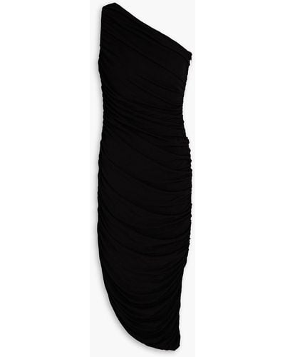 Zeynep Arcay Midikleid aus jersey mit asymmetrischer schulterpartie und raffungen - Schwarz