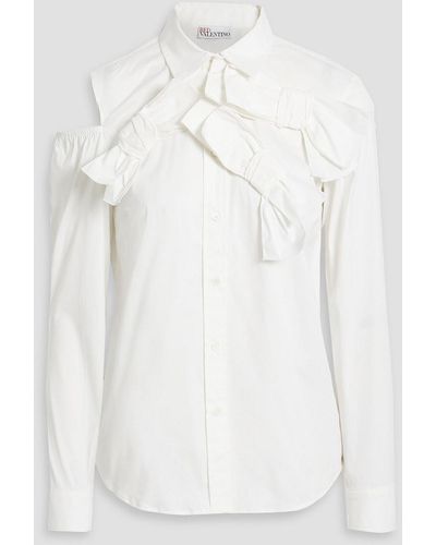RED Valentino Cutout Bow-detailed Cotton-blend Poplin Shirt - White