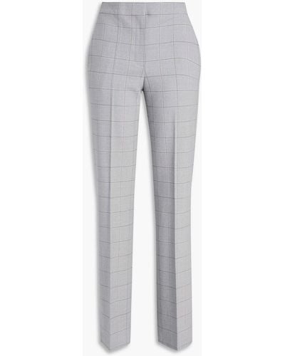 Maje Checked Wool-blend Straight-leg Pants - Grey