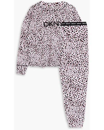 DKNY Printed Stretch-jersey Pajama Set - White