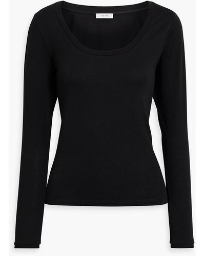 Iris & Ink Tia Lyocell And Cotton-blend Jersey Top - Black
