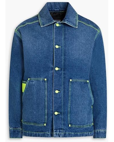 MSGM Neon-trimmed Denim Jacket - Blue