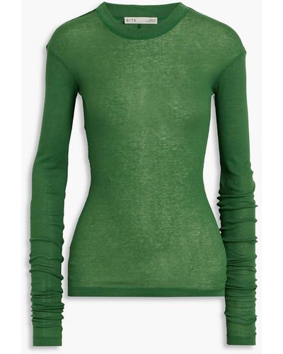 BITE STUDIOS Ribbed Cotton-jersey Top - Green