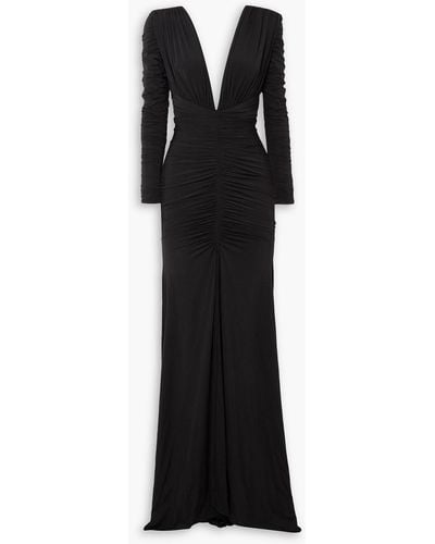 Alex Perry Dalton Ruched Stretch-jersey Gown - Black