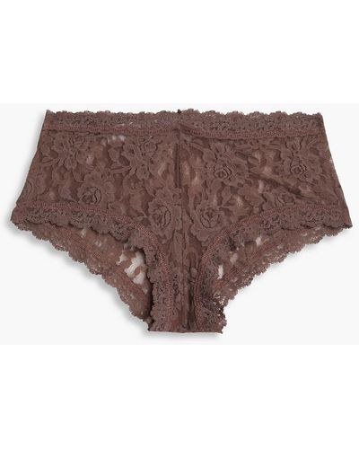 Hanky Panky Stretch-lace Mid-rise Briefs - Brown