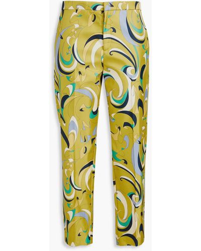 Emilio Pucci Printed Silk-twill Straight-leg Trousers - Yellow