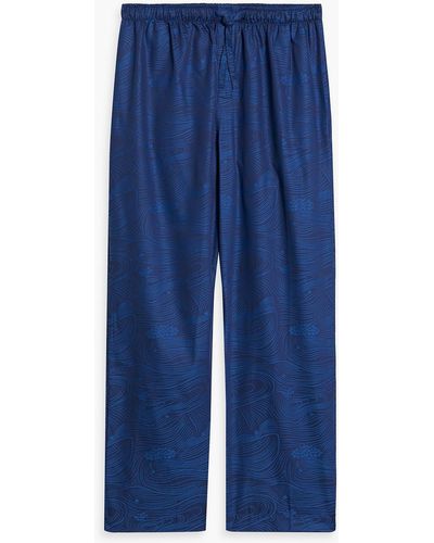 Derek Rose Paris Cotton-jacquard Drawstring Pants - Blue