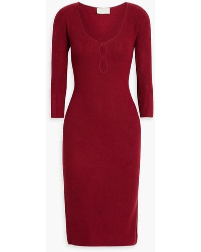 Michelle Mason Cutout Ribbed-knit Dress - Red