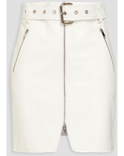 Khaite Luana Belted Patent-leather Mini Skirt - Natural