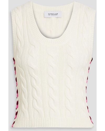 10 Crosby Derek Lam Yuna Embroidered Cable-knit Wool Vest - Natural