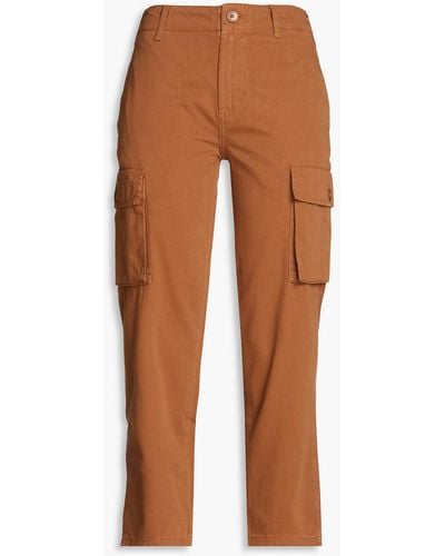 FRAME Cropped Cotton Cargo Trousers - Brown