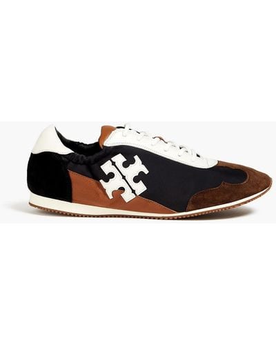 Tory Burch Tory Suede, Shell And Textured-leather Trainers - Black