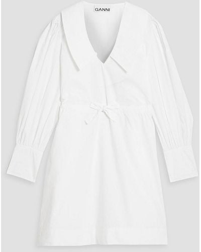 Ganni Cotton-poplin Mini Dress - White