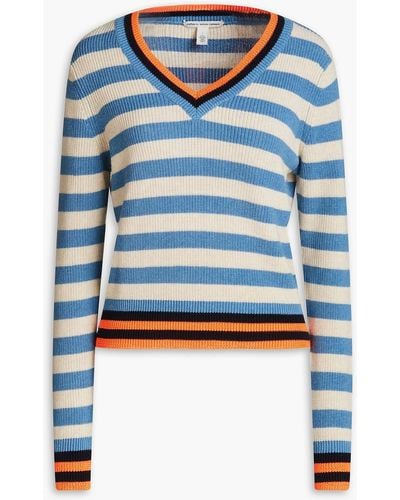 Autumn Cashmere Striped Cotton Sweater - Blue