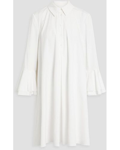 Carolina Herrera Ruffled Cotton-blend Poplin Mini Shirt Dress - White