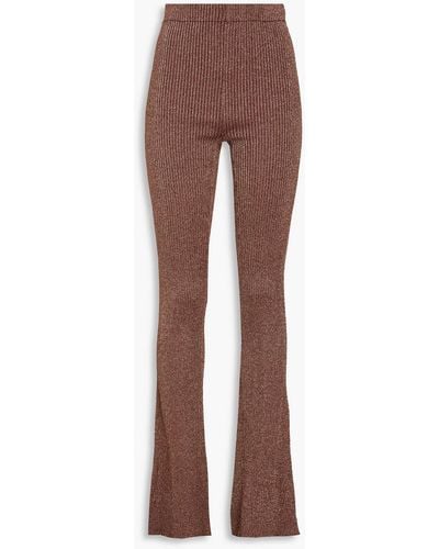 Simon Miller Saturn Metallic Ribbed-knit Flared Pants - Brown