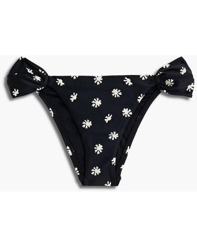 ViX Sally Ruched Floral-print Low-rise Bikini Briefs - Black