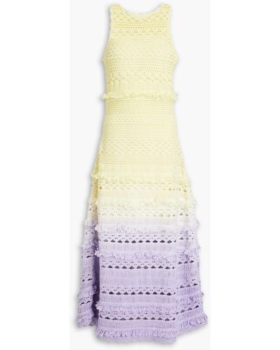 Maje Dégradé Crochet-knit Cotton Midi Dress - White