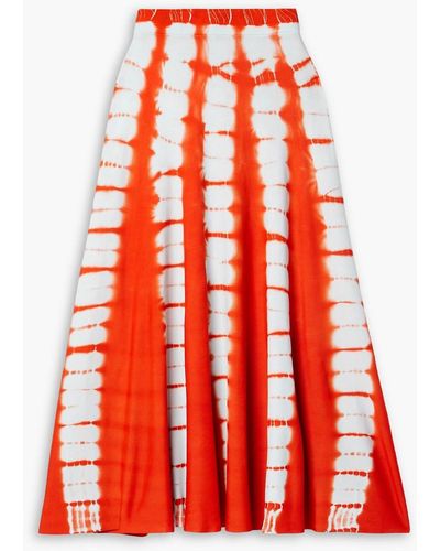 Proenza Schouler Tie-dyed Stretch-knit Midi Skirt - Red