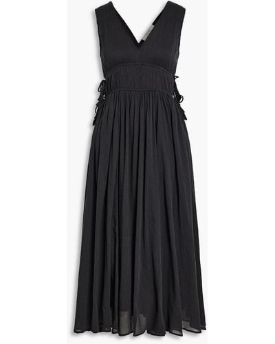 Joie Margarettea Crinkled Cotton-gauze Midi Dress - Black