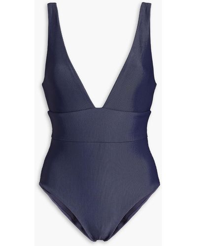 Onia Iris Ribbed Stretch-jersey Swimsuit - Blue