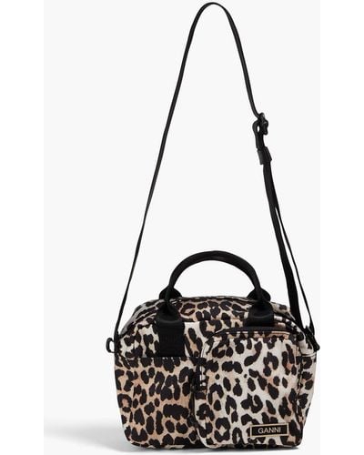 Ganni Knot Leopard-print Shell Shoulder Bag - Black