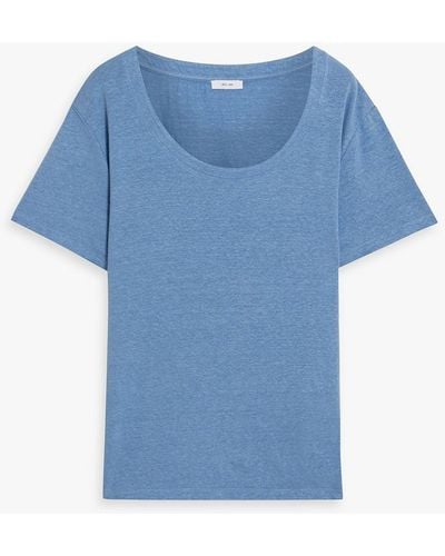 Iris & Ink Tessa t-shirt aus jersey aus einer leinenmischung mit flammgarneffekt - Blau