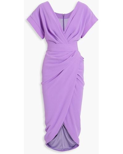 Rhea Costa Belted Draped Crepe Dress - Purple