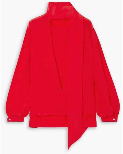 Victoria Beckham Tie-detailed Silk Crepe De Chine Blouse - Red