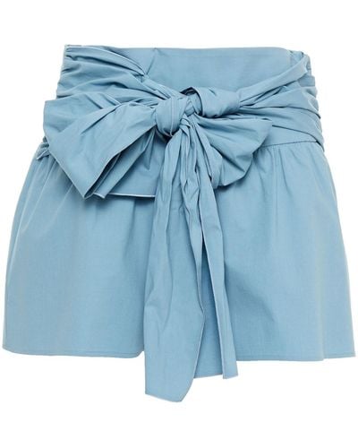 RED Valentino Bow-embellished Stretch-cotton Poplin Shorts - Blue