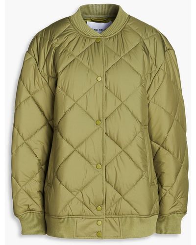 Stand Studio Spring Quilted Shell Bomber Jacket - Green