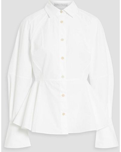 Palmer//Harding Tranquility hemd aus baumwoll-walkstoff mit schößchen - Weiß