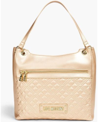 Love Moschino Quilted Faux Leather Tote - Natural
