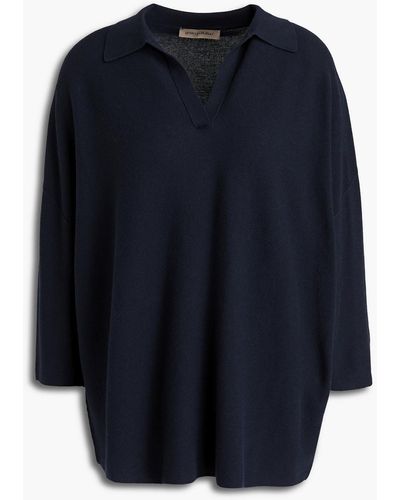 Gentry Portofino Oversized Cotton And Cashmere-blend Polo Shirt - Blue