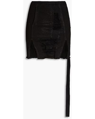 Rick Owens Distressed Denim Mini Skirt - Black