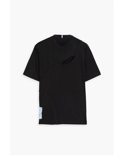 McQ Mesh-paneled Cutout Cotton-jersey T-shirt - Black