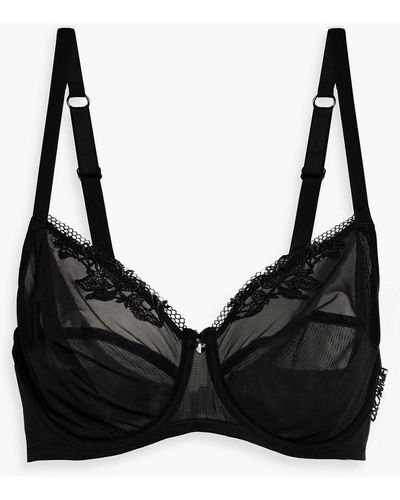 Lise Charmel Embroidered Stretch-tulle Underwired Bra - Black